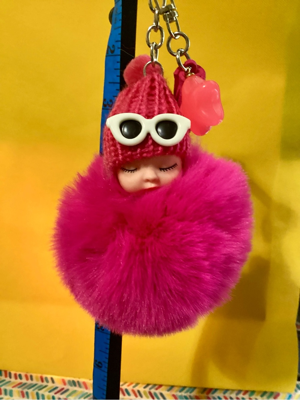 NWOT - Backpack Charms ! Hot Pink Baby Charm Keychain